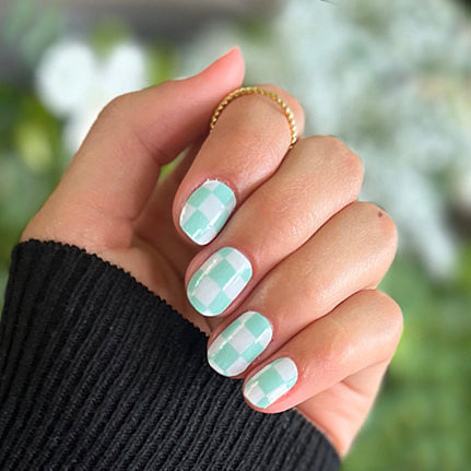 Checked Out in Teal Nail Polish Wraps