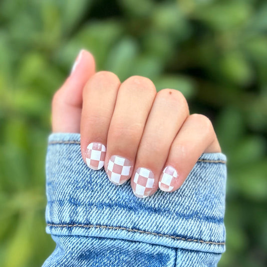 Checked Out in White Nail Polish Wraps