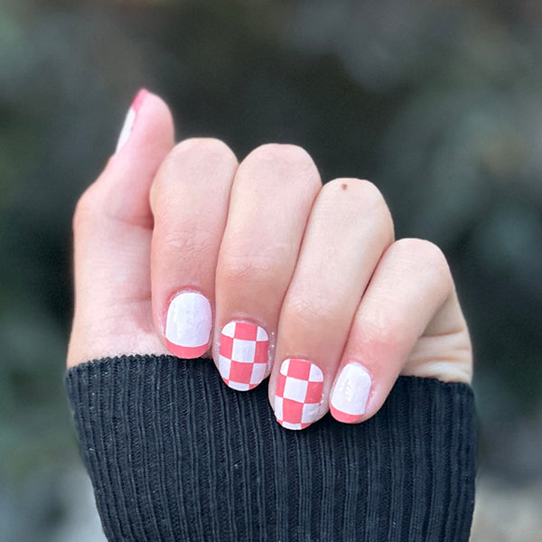 Salmon Checks Nail Polish Wraps